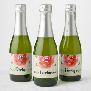 Rote Rose auf Limonen Derby Mini Sparkling Weinkel Schaumweinetikett