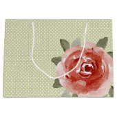 Rote Rose auf Limonen und weiße Punkte große Giftt Große Geschenktüte (Vorderseite)