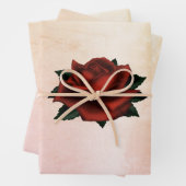 Rote Rose auf Peach Wrapping Paper Sheets Geschenkpapier Set (Beispiel)