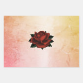Rote Rose auf Peach Wrapping Paper Sheets Geschenkpapier Set (Vorderseite)