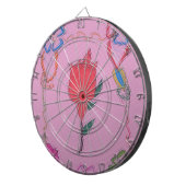 Rote Rose auf Rosa: Blumengrafik am Border Art Pri Dartscheibe (Vorderseite rechts)