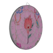 Rote Rose auf Rosa: Blumengrafik am Border Art Pri Dartscheibe (Vorderseite Links)