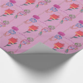 Rote Rose auf Rosa: Blumengrafik am Border Art Pri Geschenkpapier (Ecke)