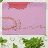 Rote Rose auf Rosa: Blumengrafik am Border Art Pri Handtuch (Gefaltet)