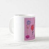 Rote Rose auf Rosa: Blumengrafik am Border Art Pri Kaffeetasse (Vorderseite Links)