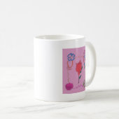 Rote Rose auf Rosa: Blumengrafik am Border Art Pri Kaffeetasse (VorderseiteRechts)