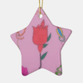 Rote Rose auf Rosa: Blumengrafik am Border Art Pri Keramikornament (Links)