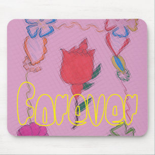 Rote Rose auf Rosa: Blumengrafik am Border Art Pri Mousepad