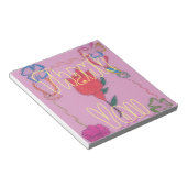 Rote Rose auf Rosa: Blumengrafik am Border Art Pri Notizblock (angewinkelt)