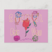 Rote Rose auf Rosa: Blumengrafik am Border Art Pri Postkarte (Vorderseite)