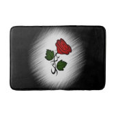 Rote Rose auf Schwarz Badematte (Vorderseite)