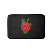 Rote Rose auf Schwarz Badematte (Vorderseite)