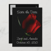 Rote Rose auf Schwarz - Einladung (Vorne/Hinten)