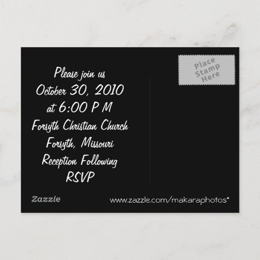 Rote Rose auf Schwarz - Einladung (Rückseite)