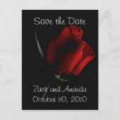 Rote Rose auf Schwarz - Einladung (Vorderseite)