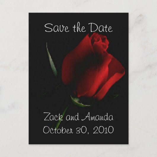 Rote Rose auf Schwarz - Einladung (Vorderseite)