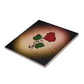 Rote Rose auf Schwarz Fliese (Seite)