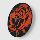 Rote Rose auf Schwarz Große Wanduhr (Winkel)