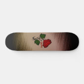 Rote Rose auf Schwarz mit Name Skateboard (Horizontal)