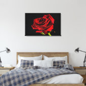 Rote Rose auf Schwarz mit Wassertropfen Foto Leinw Leinwanddruck (Insitu (Schlafzimmer))