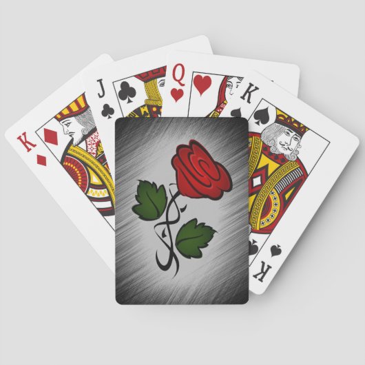 Rote Rose auf Schwarz Spielkarten (Rückseite)