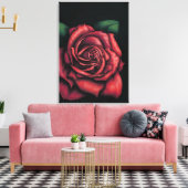 Rote Rose auf schwarzem Grund Leinwanddruck (Insitu (Wohnzimmer))