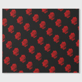 Rote Rose auf schwarzem Hintergrund Geschenkpapier (Flach)