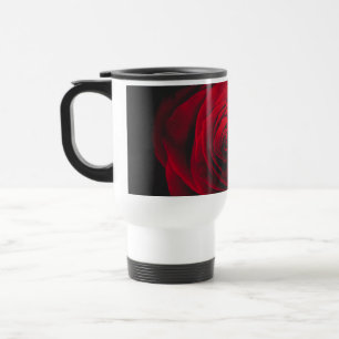 Rote Rose auf schwarzem Hintergrund mit Vintage-Ef Reisebecher
