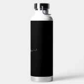 Rote Rose auf schwarzem und goldenem Monogramm Trinkflasche (links)