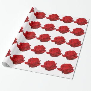 Rote Rose auf Weiß Geschenkpapier