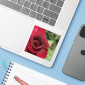 Rote Rose Aufkleber (Laptop mit iPhone)