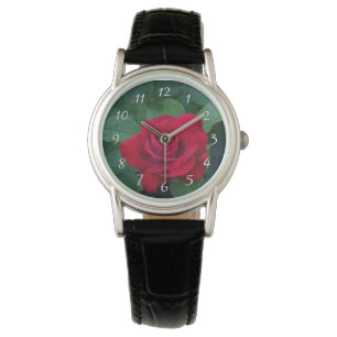 Rote Rose aus der Nähe Armbanduhr