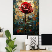 Rote Rose aus geschliffenem Glas Poster (Heimbüro)