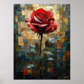 Rote Rose aus geschliffenem Glas Poster (Vorne)