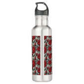 Rote Rose aus Hartglas Edelstahlflasche (Rückseite)