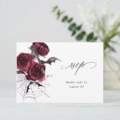 Rote Rose & Bat Halloween-Party w UAWG Weiß RSVP Karte (Stehend Vorderseite)