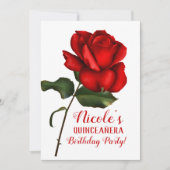 Rote Rose Beauty & Beast Quinceñera Party Einladung (Vorderseite)