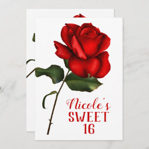 Rote Rose Beauty & The Beast Sweet 16 Party Einladung