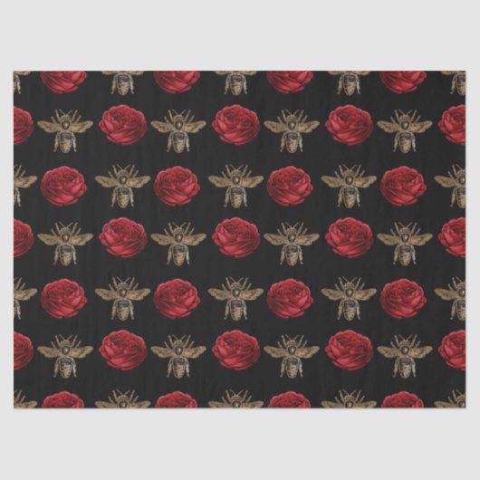 Rote Rose Bee Series Design 16 Tissue Paper Seidenpapier (Vorderseite)