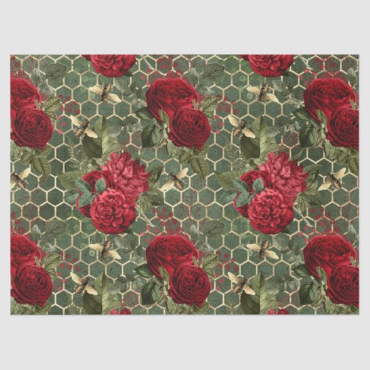 Rote Rose Bee Series Design 22 Tissue Paper Seidenpapier (Vorderseite)