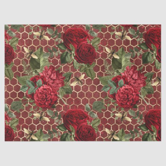 Rote Rose Bee Series Design 45 Seidenpapier (Vorderseite)