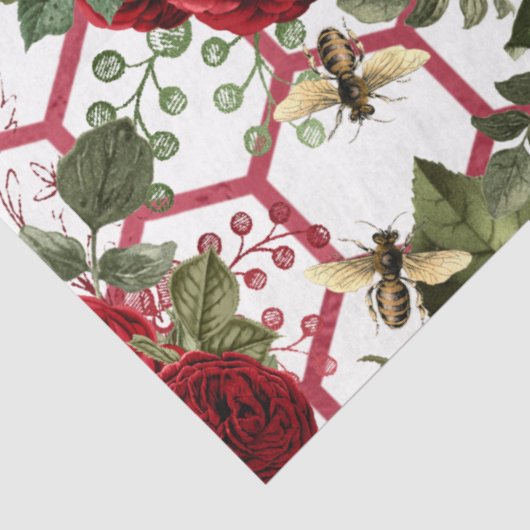 Rote Rose Bee Series Design 49 Seidenpapier (Detail)