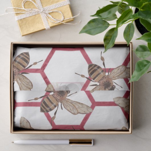 Rote Rose Bee Series Design 50 Seidenpapier (Geschenk)