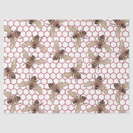 Rote Rose Bee Series Design 52 Seidenpapier (Vorderseite)