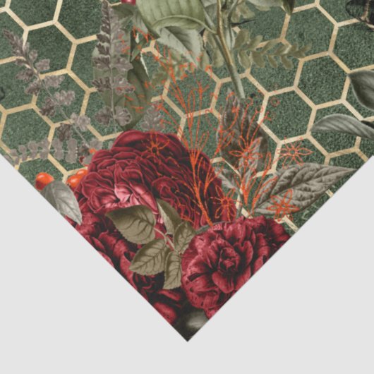 Rote Rose Bee Series Design 58 Seidenpapier (Detail)