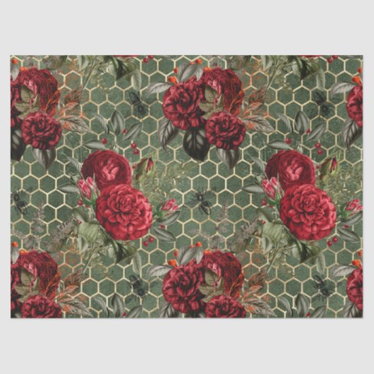 Rote Rose Bee Series Design 58 Seidenpapier (Vorderseite)