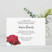 Rote Rose Beerdigungskarte Einladung (Stehend Vorderseite)