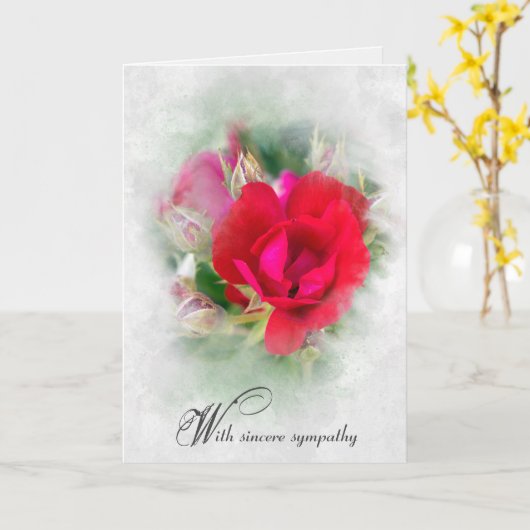 Rote Rose Beileid Karte (Gelbe Blume)