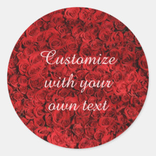 rote Rose Benutzerdefinierter Text Runder Aufkleber