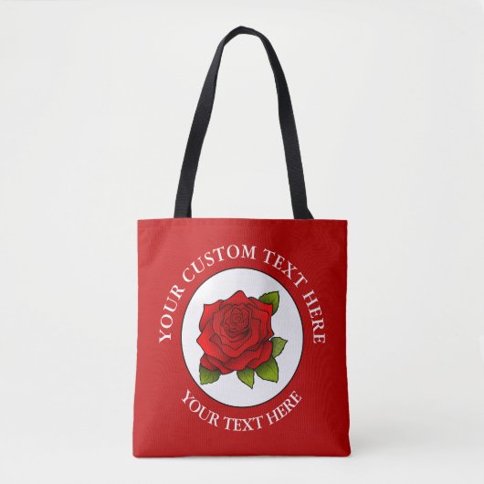 Rote Rose Benutzerdefiniertes Textsymbol Tasche (Vorderseite)